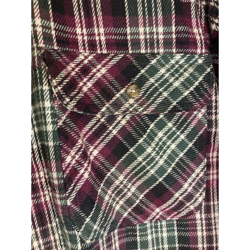Five Brother Plaid Flannel M Cabincore Gorpcore Button Up Shirt Heavyweight Mens - Picture 5 of 8